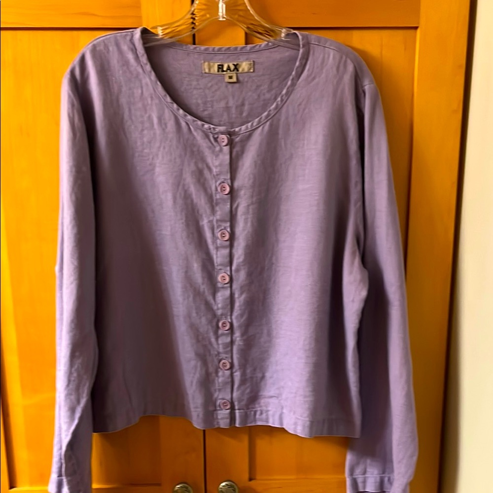 Flax Purple Buttoned Blouse with long sleeves.